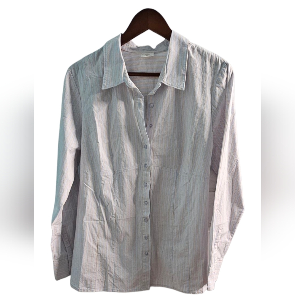 Motherhood Maternity - Striped Pastel  Button Down Shirt Adjust. Back Tie Back​
